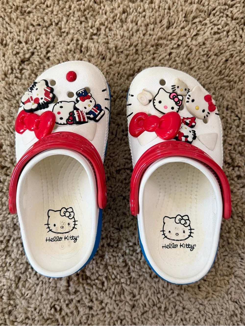 Hello Kitty 50th Anniversary Red, White and Blue Kids Slip-On Crocs